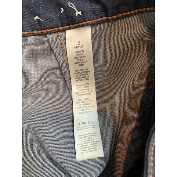 Chicos Platinum Ankle Jeans Size 2 Blue Denim Cotton Blend - Picture 4 of 4